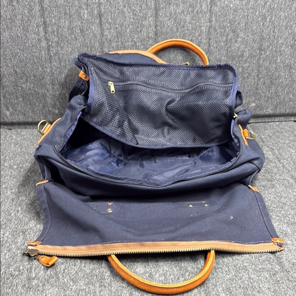 Lands' End Navy  and Tan Duffel with Timeless Design.  20x10x8 - Picture 4 of 4
